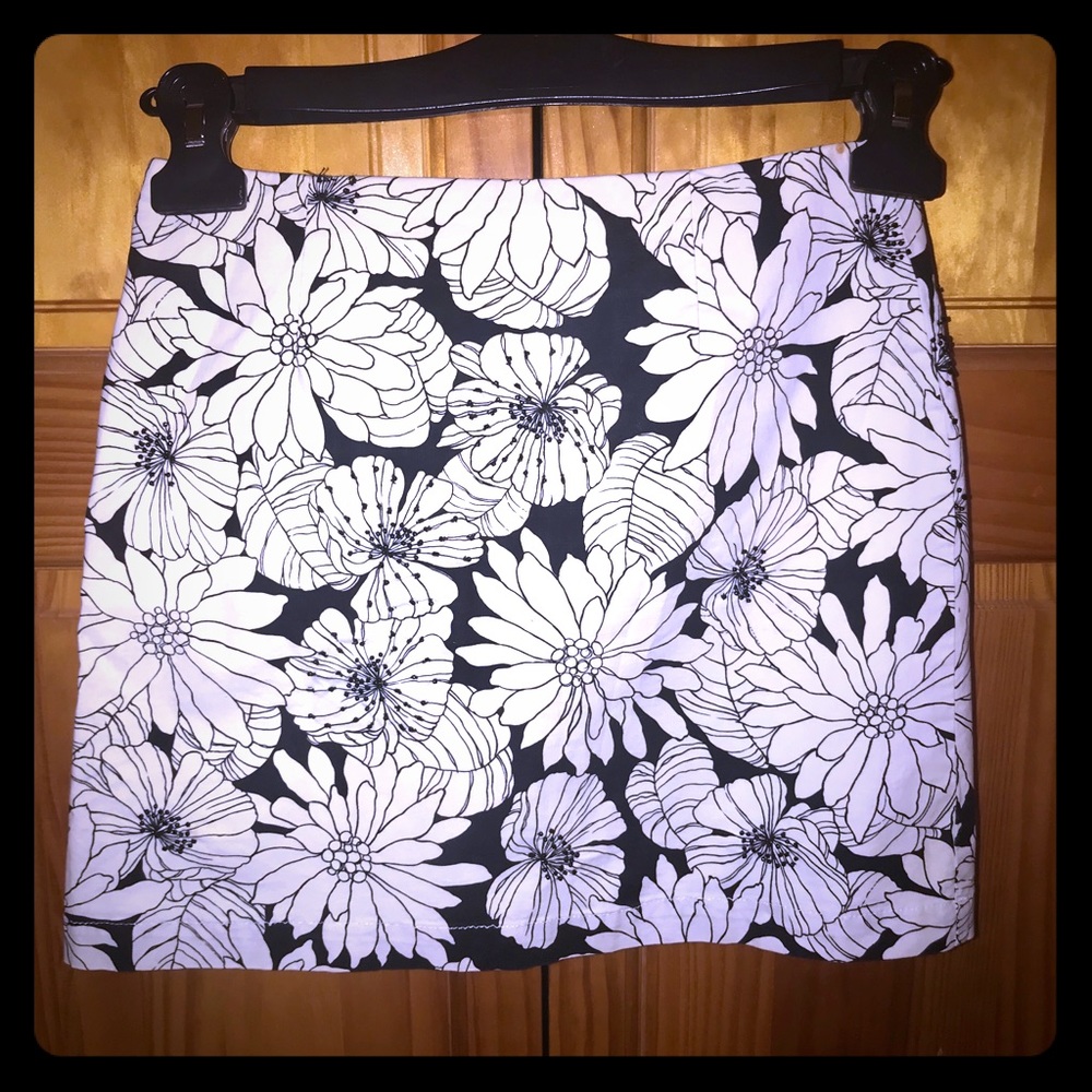 Black & White Floral Skirt